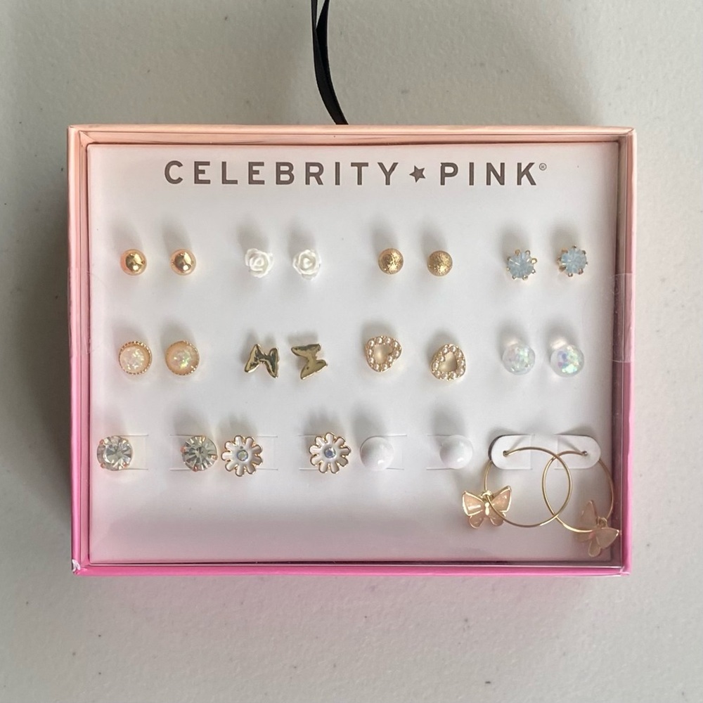 Celebrity Pink Gold and White Earring Collection